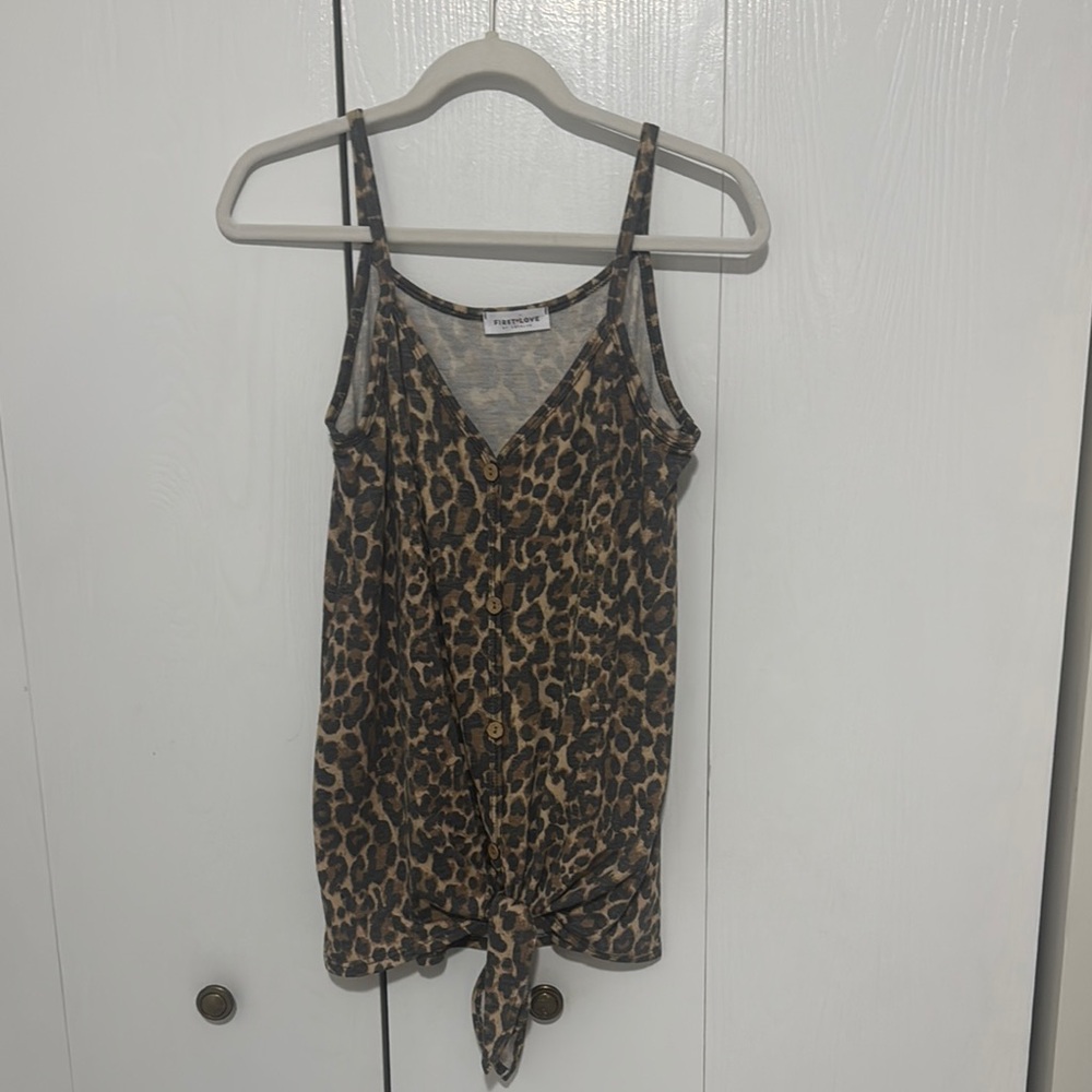 Sweet Love Leopard Print Tie-Front Tank Top